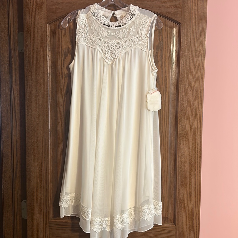 Altar’d State White Lace Mini Tank Top Dress with Lace Details